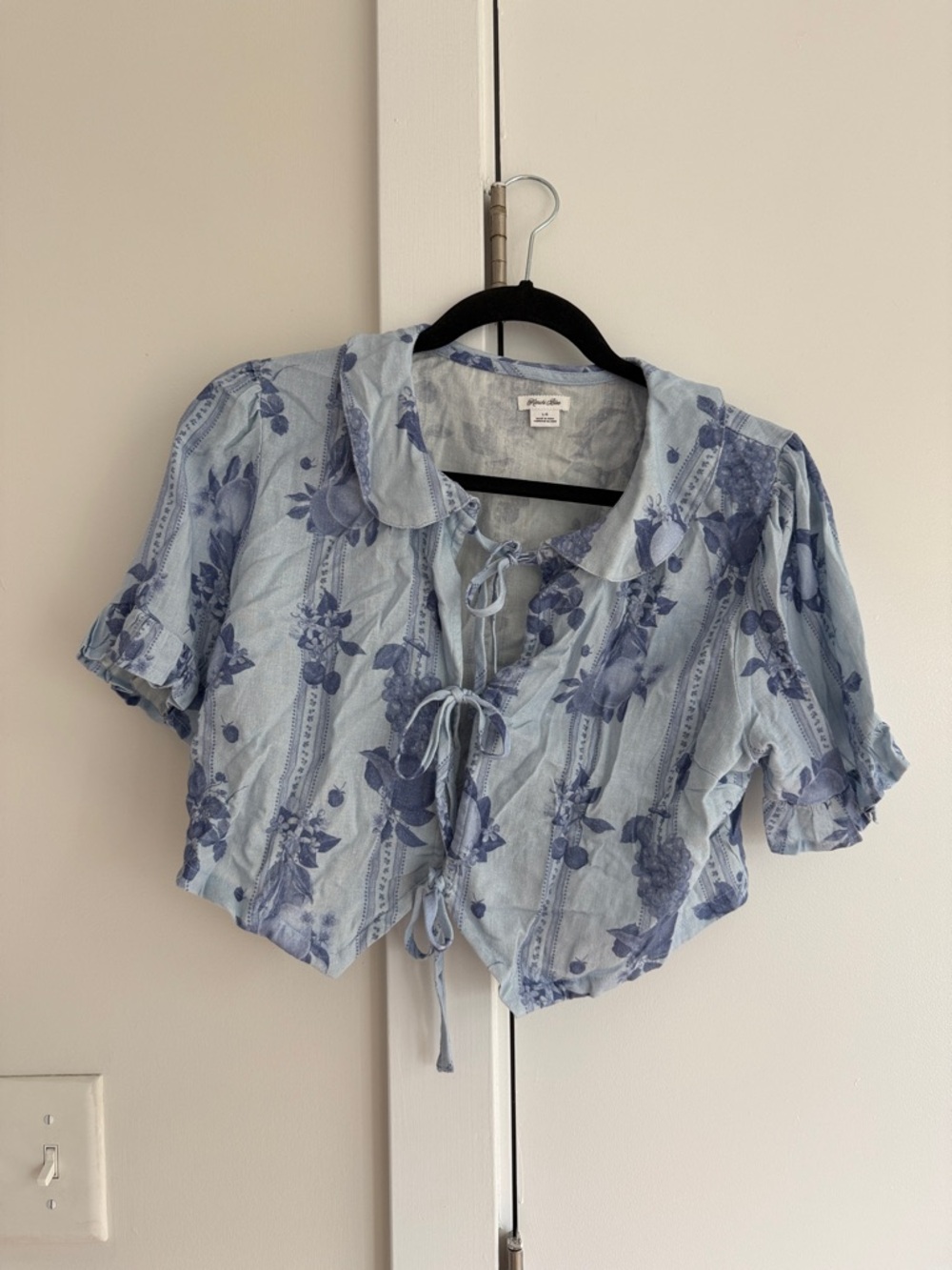 Kimchi Blue Blue Floral Tie-Front Crop Top